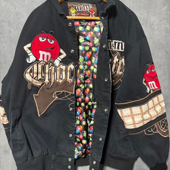 Vintage JH Design M&M “Chocolate Way Of Life” Black Mens Racing Jacket Black - Picture 7 of 7